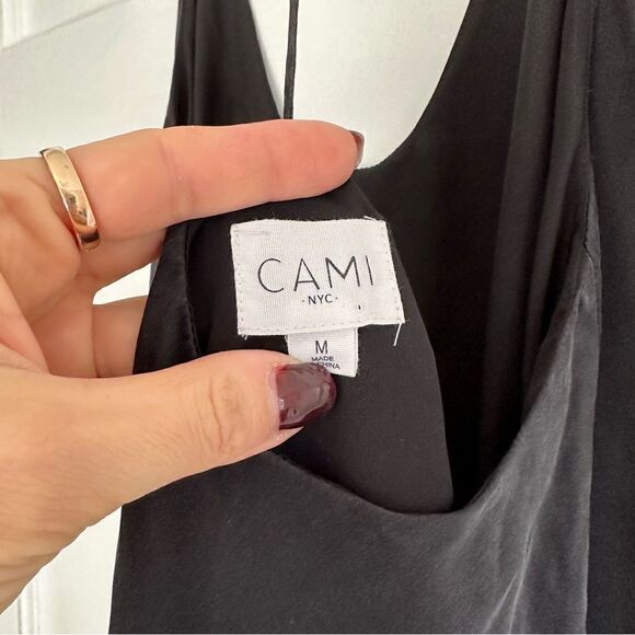 Cami NYC Spaghetti Strap A Line Silk Slip Dress Black - Picture 6 of 7
